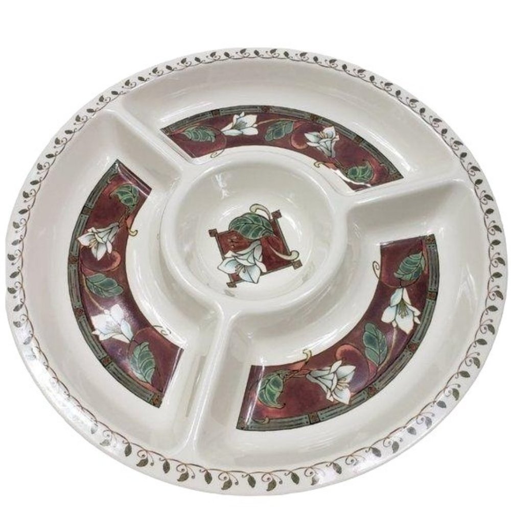 PFALTZGRAFF Mission Flower Chip & Dip Serving Tray Chip & Dip Vintage